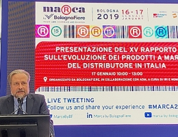 Antonio Bruzzone, direttore generale BolognaFiere, introduce la presentazione del XV Rapporto Marca